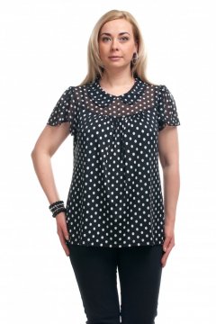 Блуза "Олси" 1610004/2 (Горох черная)