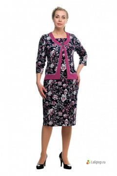 Платье "Олси" 1705012 (Розовый/цветы)