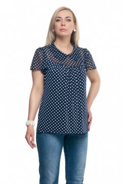 Блуза "Олси" 1610014/3 (Горох/синий темный)