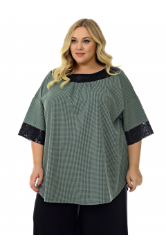 Туника "ЛаТэ" 2120906 (Оливковый, отделка черные пайетки)