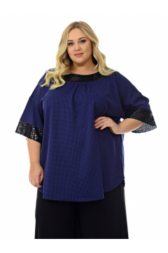 Туника "ЛаТэ" 2120907 (Темно-синий, отделка черные пайетки)