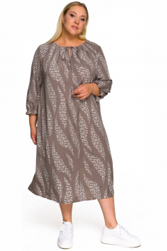 Платье "ЛаТэ" 2232501 (Кофейное с белой абстракцией)
