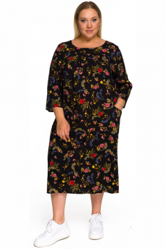 Платье "ЛаТэ" 2231801 (принт цветочный на черном)