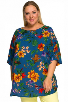 Туника "ЛаТэ" 2219805 (принт цветочный, фон джинсовый)