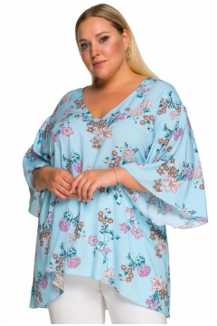 Туника "ЛаТэ" 225222 (принт цветочный, голубой)