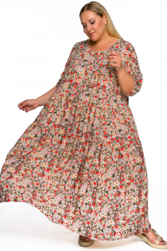 Платье из штапеля, ярусы, принт 