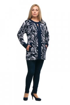 Туника "Олси" 1706020 (Синий/белый узор)