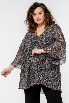 Туника "ЛаТэ" 2426307 (Шифон черный с мелким принтом)