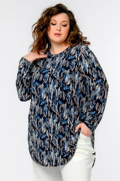 Туника удлиненная "ЛаТэ" 2435504 (Принт темно-синий)