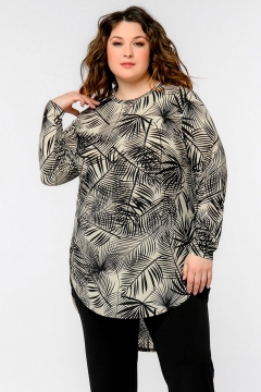 Туника удлиненная "ЛаТэ" 2435508 (Принт "тропические листья")