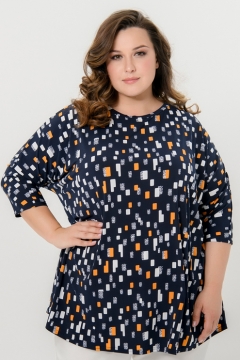 Туника "ЛаТэ" 2527819 (Принт темно-синий "геометрия")