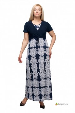 Платье "Олси" 1605049 (Синий/узоры)