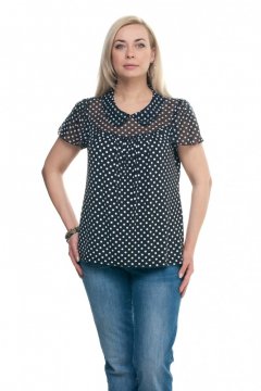 Блуза "Олси" 1610014/2 (Горох/Черный)