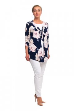 Кардиган "Олси" 1713011/3 (Синий/цветы розовый)