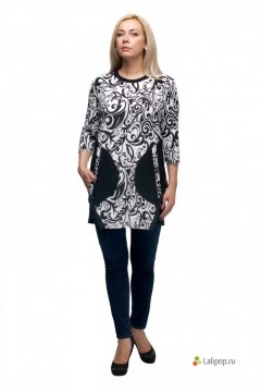 Туника "Олси" 1606010/1 (Черно-белый/узор)