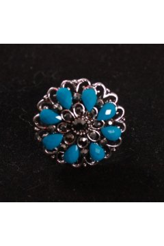 Кольцо голубое "Голубой цветок" (Стекло)