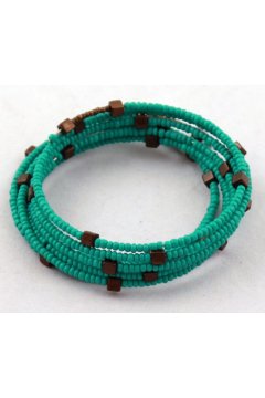 Браслет голубой "Зеленая история "(Бисер)