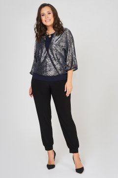 Блуза "Олси" 1810011/2S (Синий/серебро)