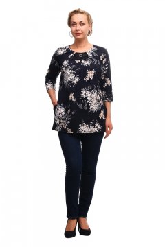 Туника "Олси" 1806003/2 (Темно-синий/цветы)