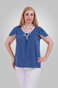 Блуза "Олси" 1310007.2 (Горох белый на синем)