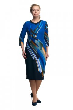 Платье "Олси" 1705017/1 (Абстракция синий)