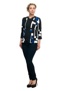 Блуза "Олси" 1710002 (Черный/синий/белый)