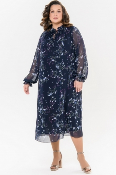 Платье "ЛаТэ" 2736006 (Темно-синий с васильковыми цветами)